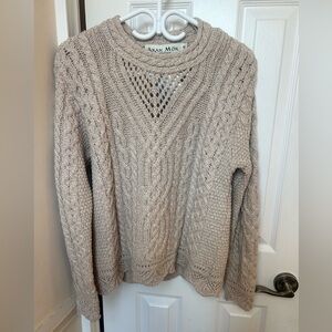 Aran Mor Scallop Lace Stitch Merino Wool Sweater Skiddaw